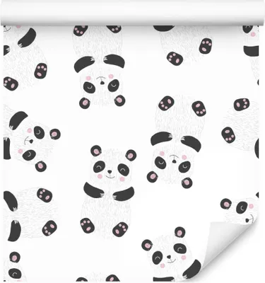 Produktbild von 10m VLIES TAPETE Rolle Kinderzimmer Tiere Frühliche Pandas Gemalt XXL