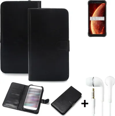 Produktbild von K-S-Trade Wallet Case Handyhülle kompatibel mit Blackview BV4900 Schutzhülle Flip cover Flipstyle Tasche Hülle Flipcover Slim Bumper schwarz + in
