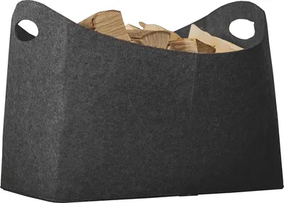 Produktbild von ToCi XXL Filz-Holzkorb | Kaminholzkorb Filztasche aus extra dickem Filz mit Tragegriffen | Holzkorb Kaminholztasche für Kaminholz, Kleidung, Pflanzen | 54x30x39cm Dunkelgrau