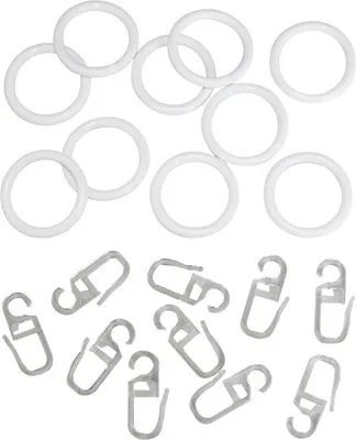 Obrázek produktu pro Kroužky pro záclonovou tyč Ø 16 mm, bílé, 10 ks