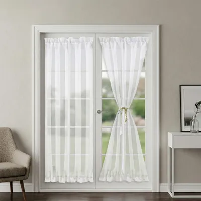 Produktbild von Türvorhang Voile Vorhang Transparente Gardinen Stangentaschen, 1 Stück, Weiß, B64xH183cm