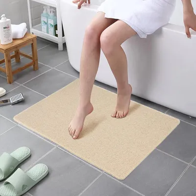 Obrázek produktu pro Protiskuzová podložka pod sprchu, rozměry 80x60 cm, barva béžová, materiál PVC s texturou lufy, s odtokovými otvory, rychle schnoucí, lze stříhat na míru