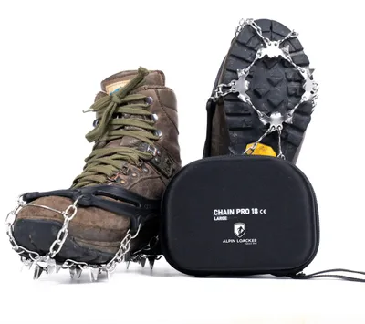 Imagen del producto de ALPIN LOACKER: Cadenas para raquetas de nieve. Crampones ligeros para botas de montaña. Puntas antideslizantes para calzado. Crampones y piquetas para zapatos. Modelo XL – Talla XL (44-47)