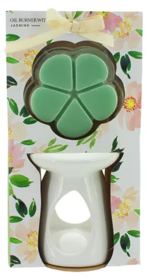 Productafbeelding van Aroma lamp met geurkaars - Keramische geurbrander voor theelichtjes - 9,5 x 8 cm - 26 gram was - Jasmijn