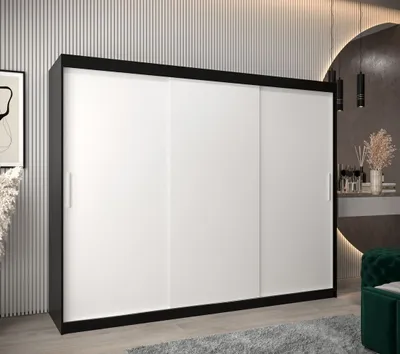 Produktbild von Schwebetürenschrank mit einer Breite von 250 cm TIMEA – Schwarz/Weiß
