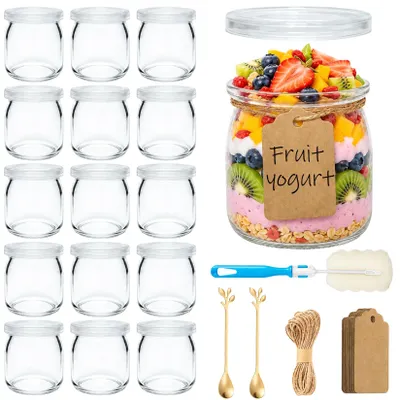 Yogurtgläser 200 ml, 16 Stück mit Deckel, spülmaschinenfest