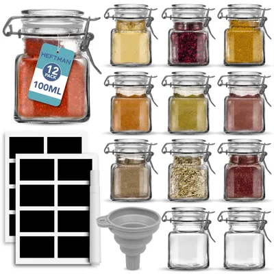Immagine prodotto di Set di 12 barattoli di vetro ermetici per erbe aromatiche