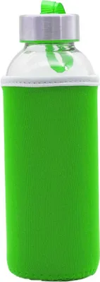 Produktbild von Trinkflasche Glasflasche Wasserflasche 400 ml Neoprenhülle Teeflasche Sportflasche Getränk Flasche Grün