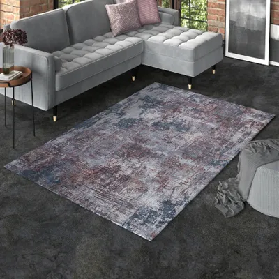 Produktbild von Design Teppich MODERN ART 230x160cm blau terrakotta Used Look Vintage Flachgewebe
