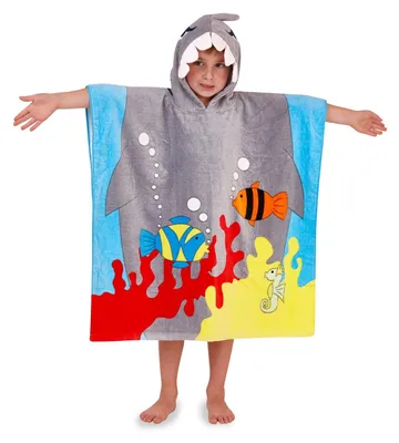 Immagine prodotto di Poncho con cappuccio per bambini, asciugamano da spiaggia, 100 x 50 cm