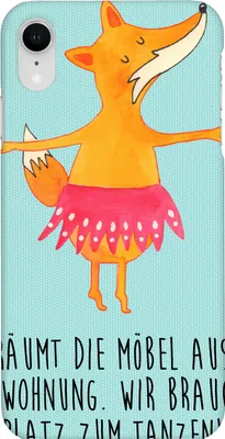 Produktbild von Mr. & Mrs. Panda Iphone XR Handyhülle Fuchs Ballerina - Türkis Pastell - Geschenk, Ballett, Party, Premium Kunststoff, Geburtstag, Tanzen, Feier, Handy Case