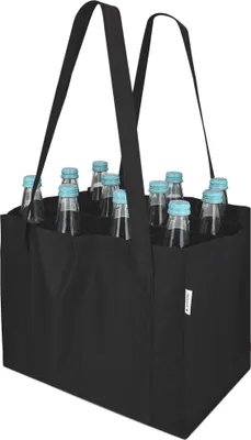Produktbild von Navaris Bottlebag 12 Fächer Flaschentasche - 26 x 35 x 27cm Flaschen Tasche schwarz reißfest - 12er Tragetasche waschbar - Flaschengröße bis 1,5L