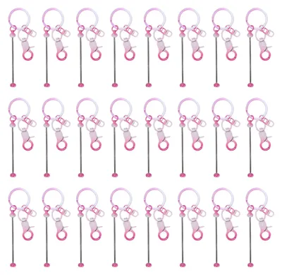 Image de 24 tiges pour porte-clés à perles, ébauches pour perles, sac à dos, kit de création décorative, type 5, rose