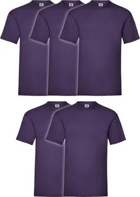 Produktbild von 5er Pack Fruit of the Loom Valueweight T-Shirt + GRATIS MyShirt Stoffbeutel Farbe: violett Größe: 2XL