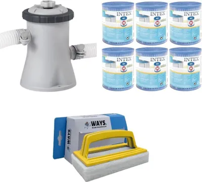 Produktbild von WAYS - Poolpflege - Filterpumpe 1250 L/u & 6 Filter Typ H & WAYS Scheuerbürste