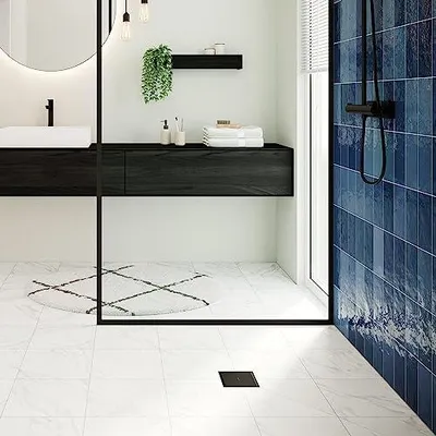 hansgrohe RainDrain Point Duschablauf-Set, 15x15 cm, Fliesenfähig, Schwarz Matt – Produktbild 2
