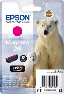 Image de Epson C13T26114012 Ours polaire jaune Cartouche d'impression, Couleur:Magenta