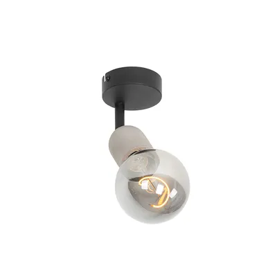 Produktbild von QAZQA - Industrie I Vintage I Industrie I Vintage Ir Fleck schwarz mit Beton - Pedra I Wohnzimmer I Schlafzimmer - SteinI Rund - LED geeignet E27