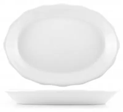 Immagine prodotto di H&H Piatto Ovale Festonato In Porcellana Cm 30,5