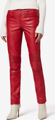 Produktbild von Ricano Damen Lederhose Lederjeans DONNA aus butterweichem Ziegen-Nappa Leder – Rot / S