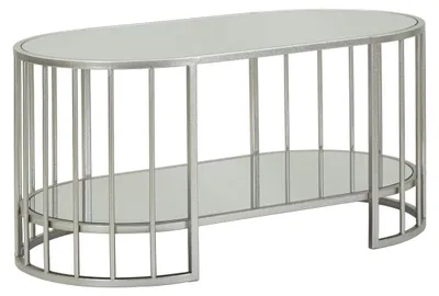 Obrázok produktu pre Konferenčný stolík do obývačky Smirne zo zrkadlového skla a strieborného kovu, 90 x 50 x 45 cm