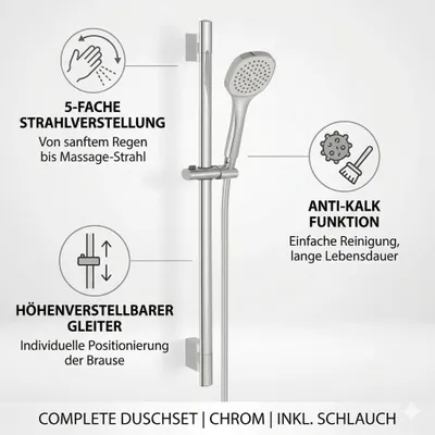 Produktbild von Brausenset Dusch Set Duscharmatur Brause Garnitur Duschkopf Handbrause Duschstange Bad