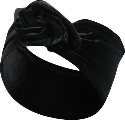Immagine prodotto di Fascia per capelli a turbante in velluto casual, in un nero intenso ed elegante