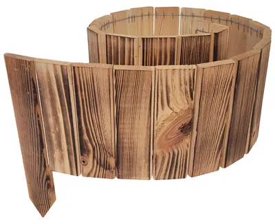 Produktbild von Holz-Gartenzaun, 5 Stück, 110 x 25 x 15 cm – flammgebrannt – braun – Länge 550 cm