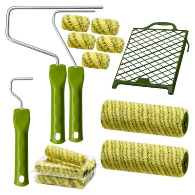 Produktbild von Profi Maler Set 21-teilig | Farbroller und Malerwalze | Malerwerkzeug und Renovier Set | Malerbedarf mit Abstreifgitter und Abtropfgitter