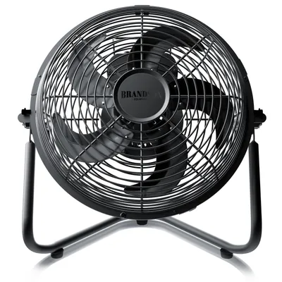 Produktbild von Brandson Windmaschine 55W, Ventilator, Bodenventilator Retro Design, Tischventilator, Standventilator 34,5cm, hoher Luftdurchsatz, stufenlos neigbarer Ventilatorkopf, Schwarz