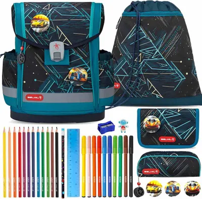 Produktbild von Belmil Schulranzen Set Classy Plus Racing Car Blue 10-teilig gefüllt