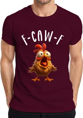 Produktbild von F-CAW-F Lustiges Cartoon Huhn Verrücktes Bauernhof Humor witzig Herren T-Shirt, Burgundy, L