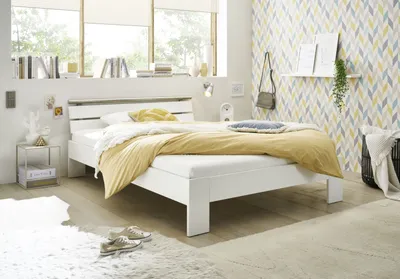 Produktbild von Bett "Nizza" in Weiß. Abmessungen (BxHxT) 145x73x213 cm