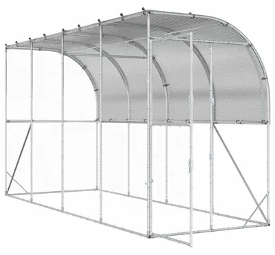 Productafbeelding van Kippenhuis tegen de muur, zilverkleurig, 600 x 150 x 215 cm