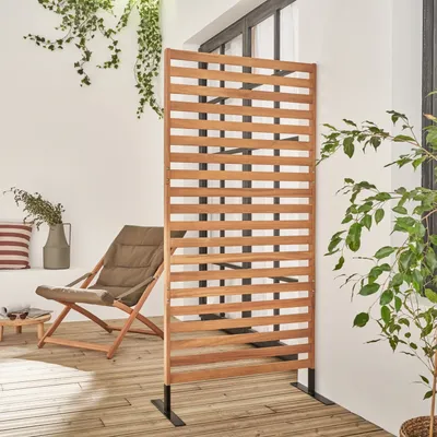 Produktbild von sweeek - Paravent aus Holz, 80 cm, innen/außen - Holzfarben