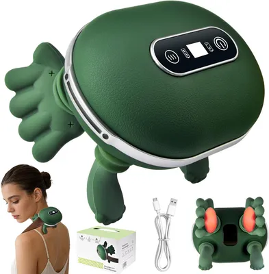 Productafbeelding van 4D nekmassageapparaat, draadloos – met verwarming (2 standen) en een touchscreen. Ergonomische massage voor de nek en de nekrug. Een ideaal cadeau
