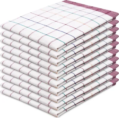 Produktbild von 10er Set Geschirrtücher Baumwolle in 50x70 cm, saugstark und langlebig Gastronomiequalität rot kariert