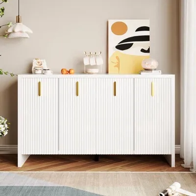Productafbeelding van Babykamer commode - Wit - 140 cm breed - 80 cm hoog - 38 cm diep - Spaanplaat opbergmeubel