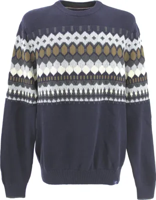 Produktbild von 33246 Lerros, , Herren Crew Neck Rundhals Pullover Pulli, mittlerer Glattstrick, nachtblau gemustert, 3XL