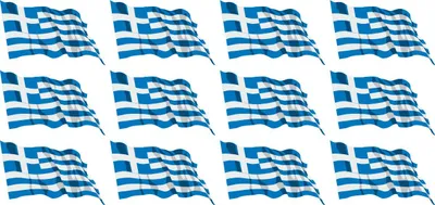 Produktbild von Mini Aufkleber Set - Pack wehend - 50x31mm - selbstklebender Sticker - Fahne - Griechenland - Flagge / Banner / Standarte fürs Auto, Büro, zu Hause und die Schule - 12 Stück