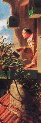 Produktbild von Carl Spitzweg Kunstdruck Bild - Die Dachstube, 1849 Detail (158 x 53 cm)