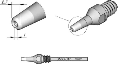Obrázek produktu pro JBC odpájecí hroty řady C560, C560013/Ø 1,0 mm, 2,7 mm, čištění podložky C560013