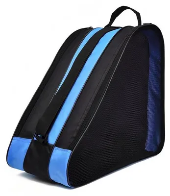 Produktbild von Unyqoos® Blaue multifunktionale Skate- & Schlittschuhtasche aus Oxford-Material, 3 Fächer, belüftete Netzseitentaschen, verstellbare Schultergurte