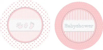 Produktbild von partyteller Babydusche Mädchen rosa/weiß 16 cm 8 Stück