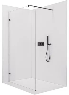 Obrázek produktu pro Sprchová zástěna Walk-in Orbis Round L/P - 8 mm - kulatá vzpěra - černá matná, transparentní sklo - 150x200 cm