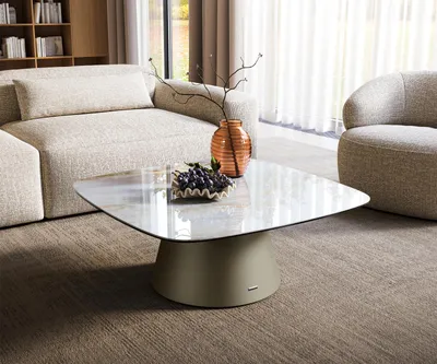 Produktbild von DELIFE Couchtisch Edge Boot 90x90 cm Keramik Onyx Pearl Borna Effektfinish Titan