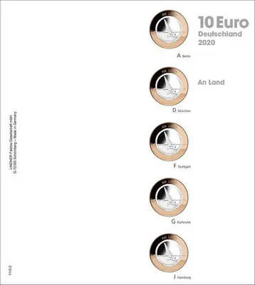 Produktbild von Lindner 1110-2 Vordruckblatt karat für 10€-Sammlermünzen mit Polymerring: Deutschland 2020