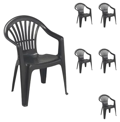 Produktbild von 6er Stapelstuhl Bistrostuhl Gartenstuhl MOJAWO Anthrazit Kunststoff