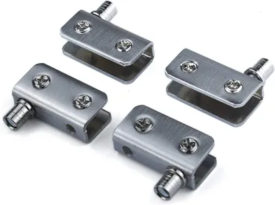 Produktbild von 4er-Pack Glastürscharniere, 90°-Drehgelenk, bohrfreie Montage, Edelstahl, passend für 5–8 mm Glas