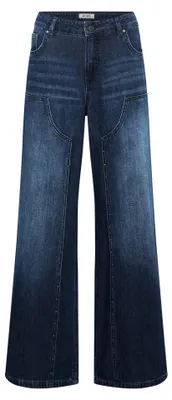 Produktbild von Dunkelblaue Wide Leg Jeans aus Baumwoll-Denim mit Hohem Bund, Damen, Größe 36